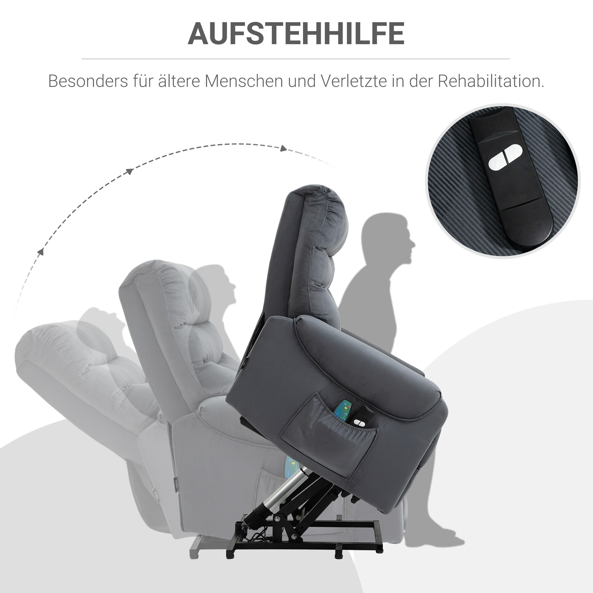 HOMCOM Massagesessel mit Aufstehhilfe 79B x 97T x 103H cm