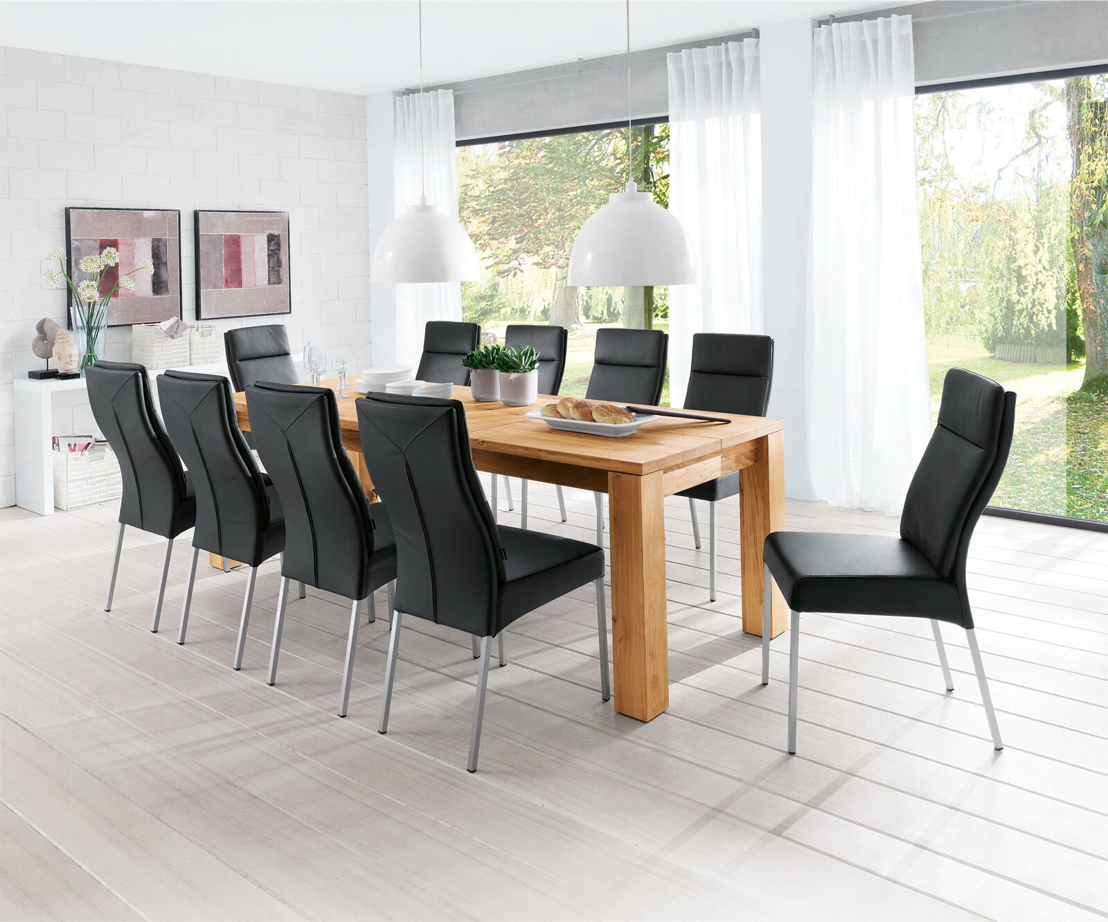 Esstisch 160-230 x 90 cm Wildeiche massiv geölt