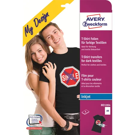 Avery Zweckform MD1004 Transferfolien für farbige Textilien, 8 Bogen