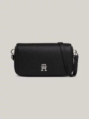 Bolsa transversal com aba e emblema TH