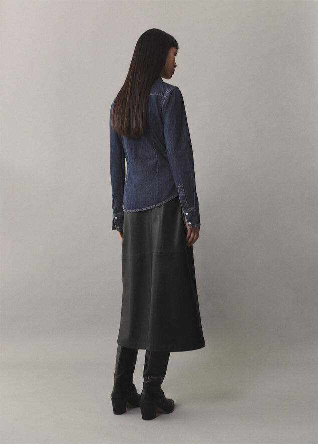 MANGO Chest-pocket denim shirt Open blue