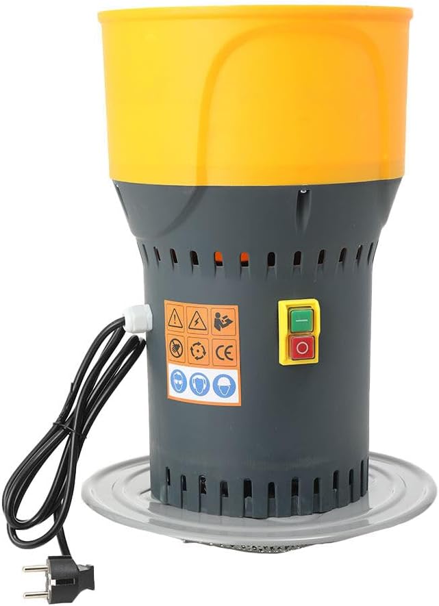 Elektrische Getreidemühle mit 25L Eimer, 1000 Watt Elektromotor,6,5L Einfülltrichter, 300 kg/h, Schrotmühle mit Edelstahlklinge, fünf Siebe inkl., Zerkleinerer für Getreide, Futterherstellung