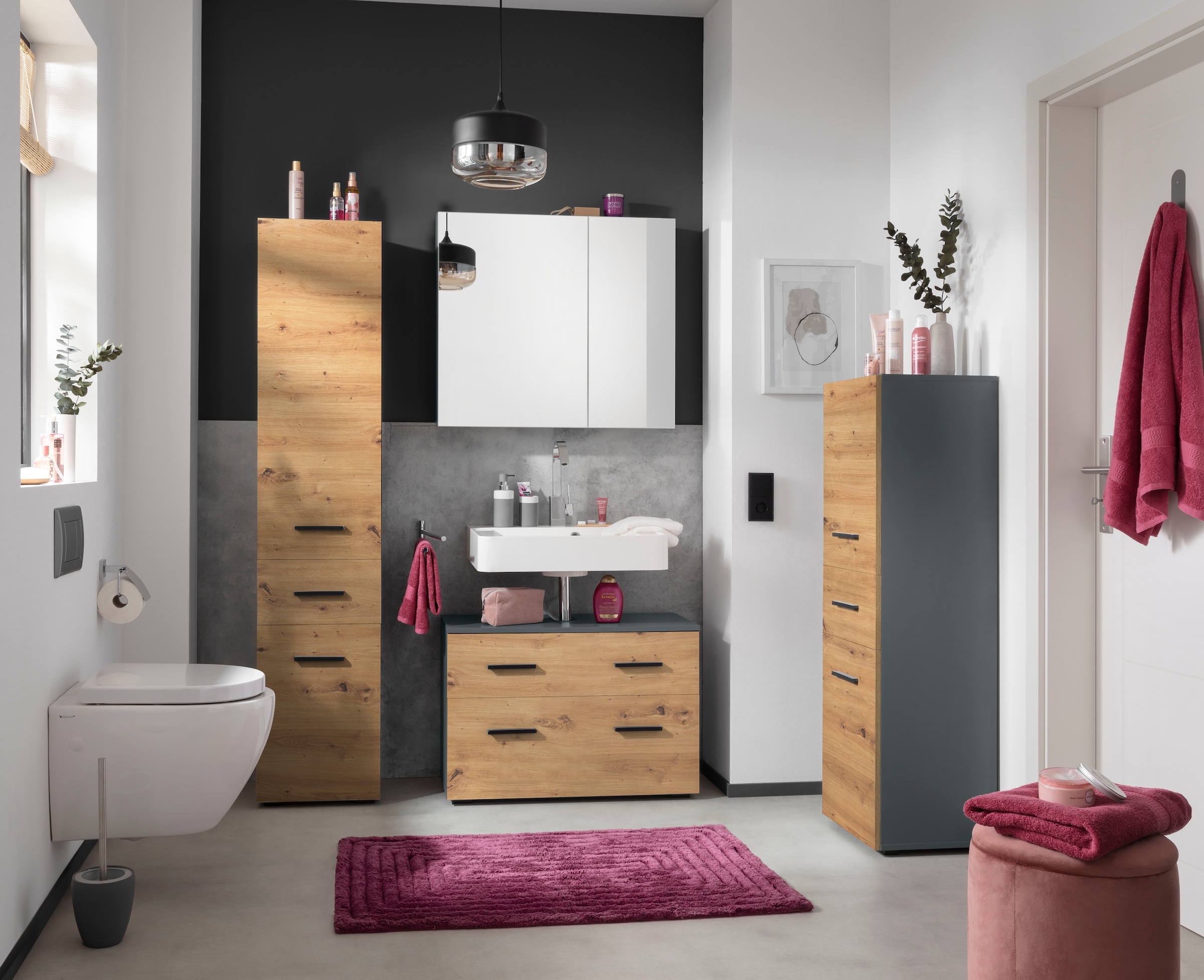 INOSIGN Midischrank »Skara« verstellbarer Einlegeböden hinter jeder Tür, Breite 38 cm, Höhe 130 cm