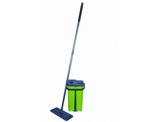 CENOCCO - Seau + Balai Balai plat microfibre systeme d'essorage vert cc9077-gn