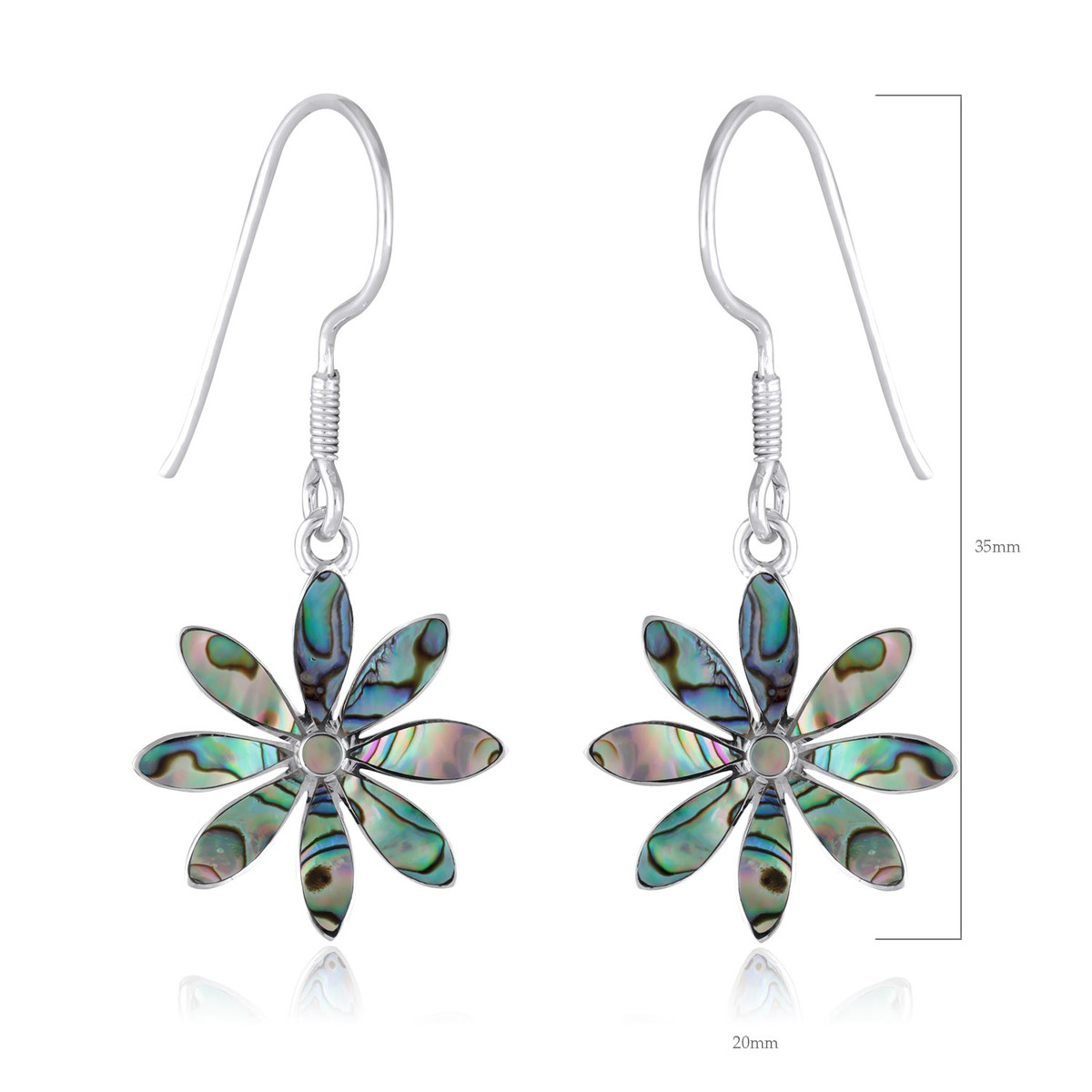 Boucles d'oreilles fantaisie pendantes nacre abalone
