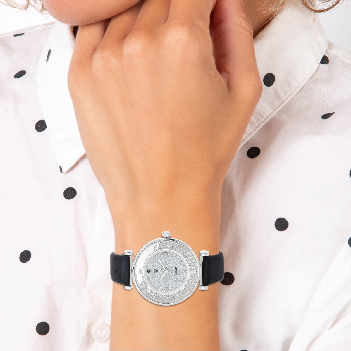Montre Héléna élégante SC Crystal ornée d'un véritable diamant noir