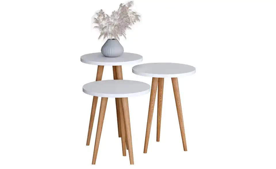 Couchtisch 3er-Set 34 cm 34 cm 34x34 Weiß
