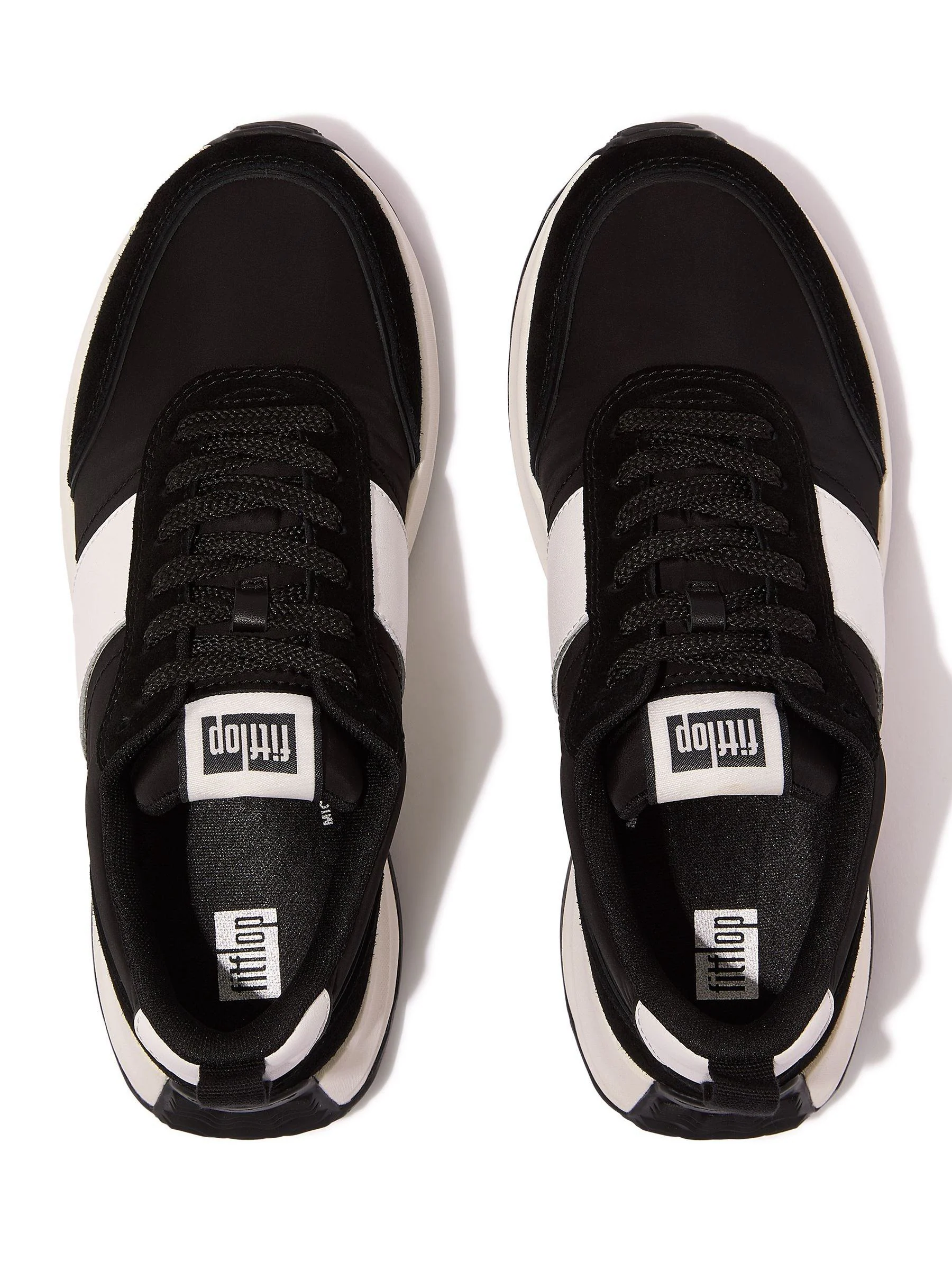 Zwart - Fitflop F-Mode Flow Fabric Suede Leather Trainers