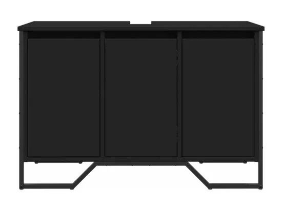 Armoire lavabo de salle de bain noir 91x35x60 cm