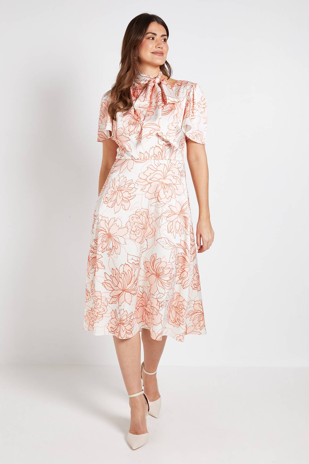 Wallis Robe Midi À Imprimé Floral En Satin