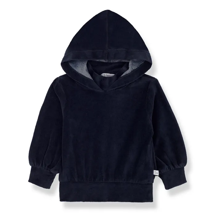 1+ in the family Sweat Capuche Velours Albina | Bleu marine