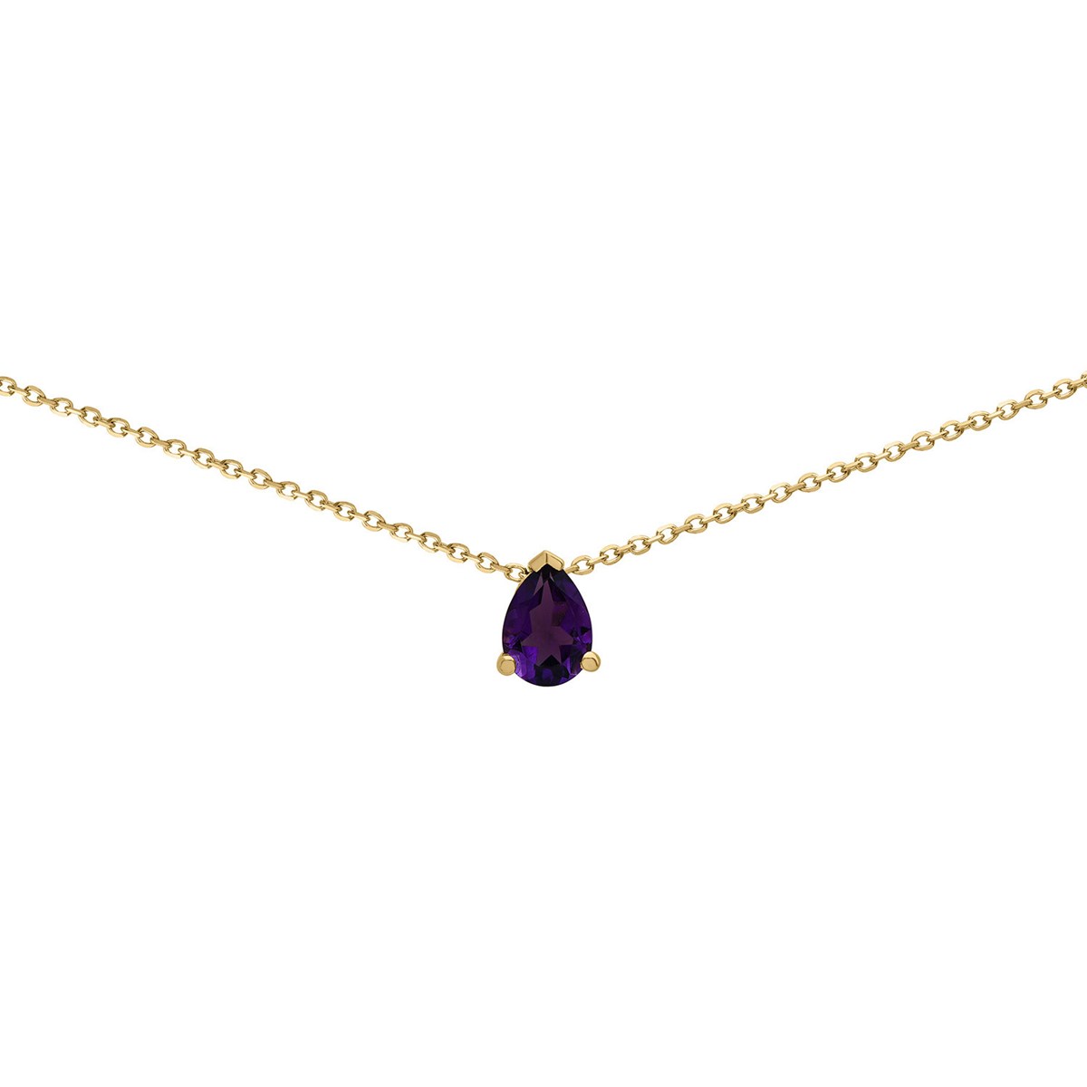 Collier Brillaxis or jaune 9 carats améthyste poire