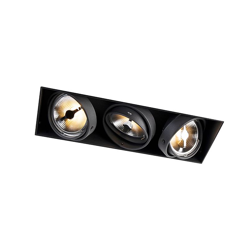 Inbouwspot zwart AR111 trimless 3-lichts - Oneon