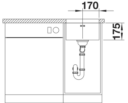 Blanco SUPRA 340-U spoelbak, 370 x 430 mm, roestvrij staal, geborstelde afwerking, 518199