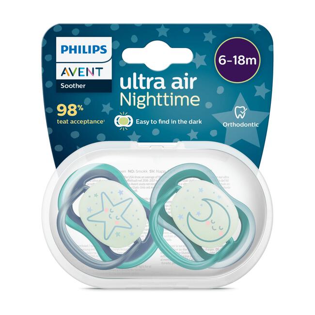 Philips Avent Soother Air Nighttime 6-18M BX2