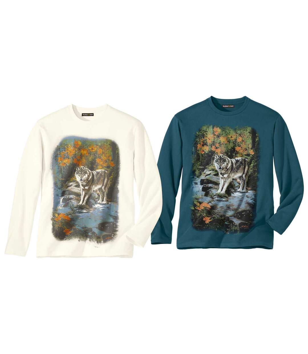 Lot de 2 Tee-Shirts Manches Longues Imprimé Loups