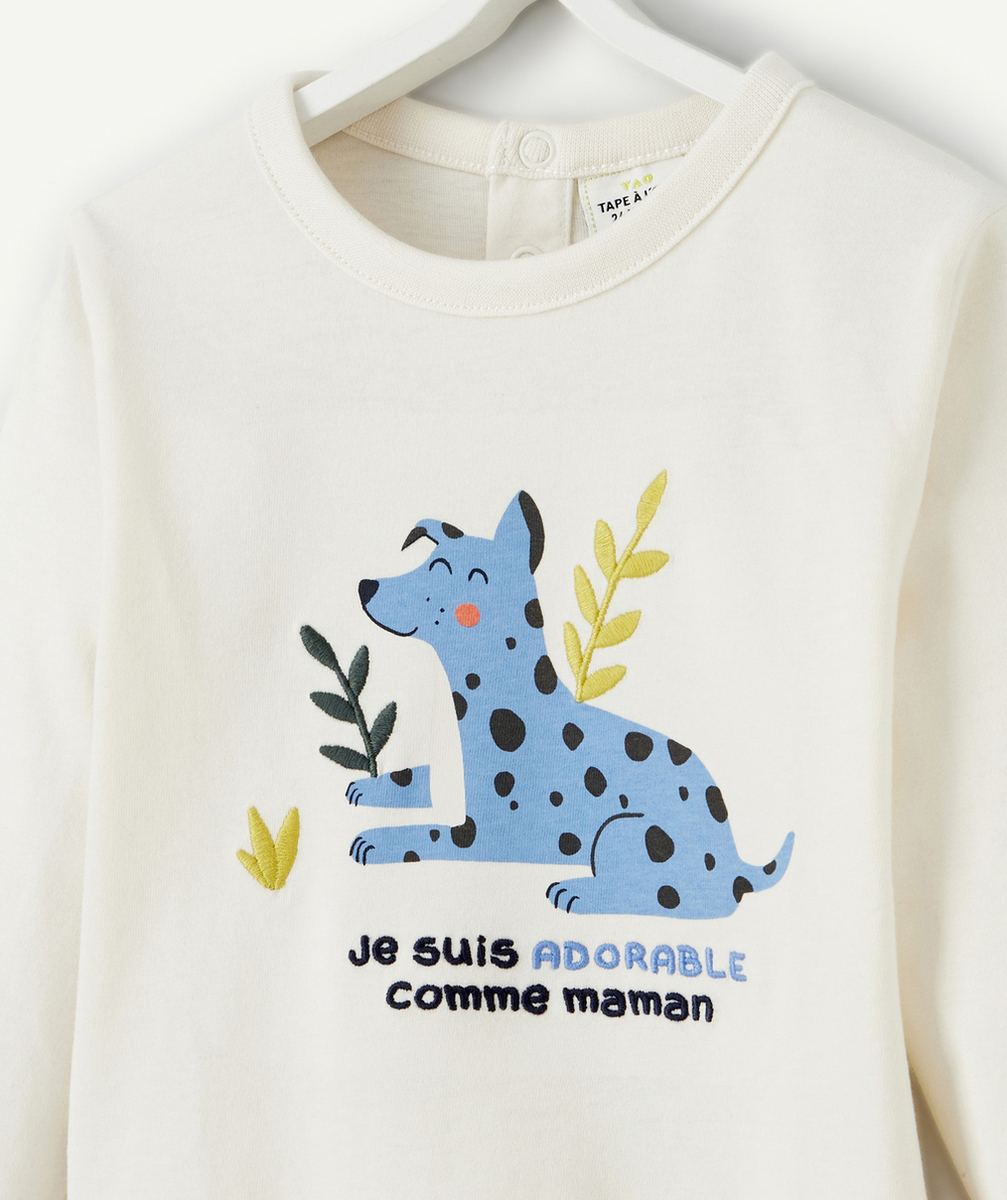 T-SHIRT MANCHES LONGUE BÉBÉ GARÇON EN COTON BIO ET CHIEN BLEU