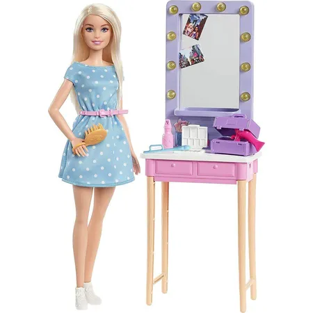 Barbie „Bühne frei für große Träume“ Malibu Schminktisch Spielset mit Puppe