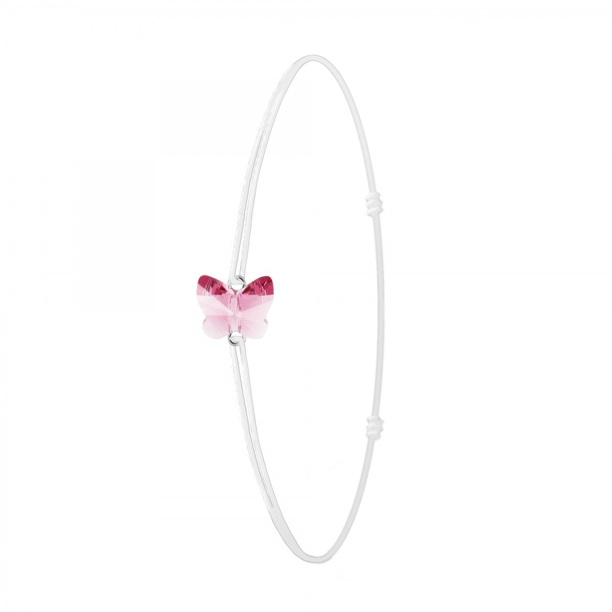Bracelet papillon élastique blanc SC Crystal orné d'un Cristal scintillant