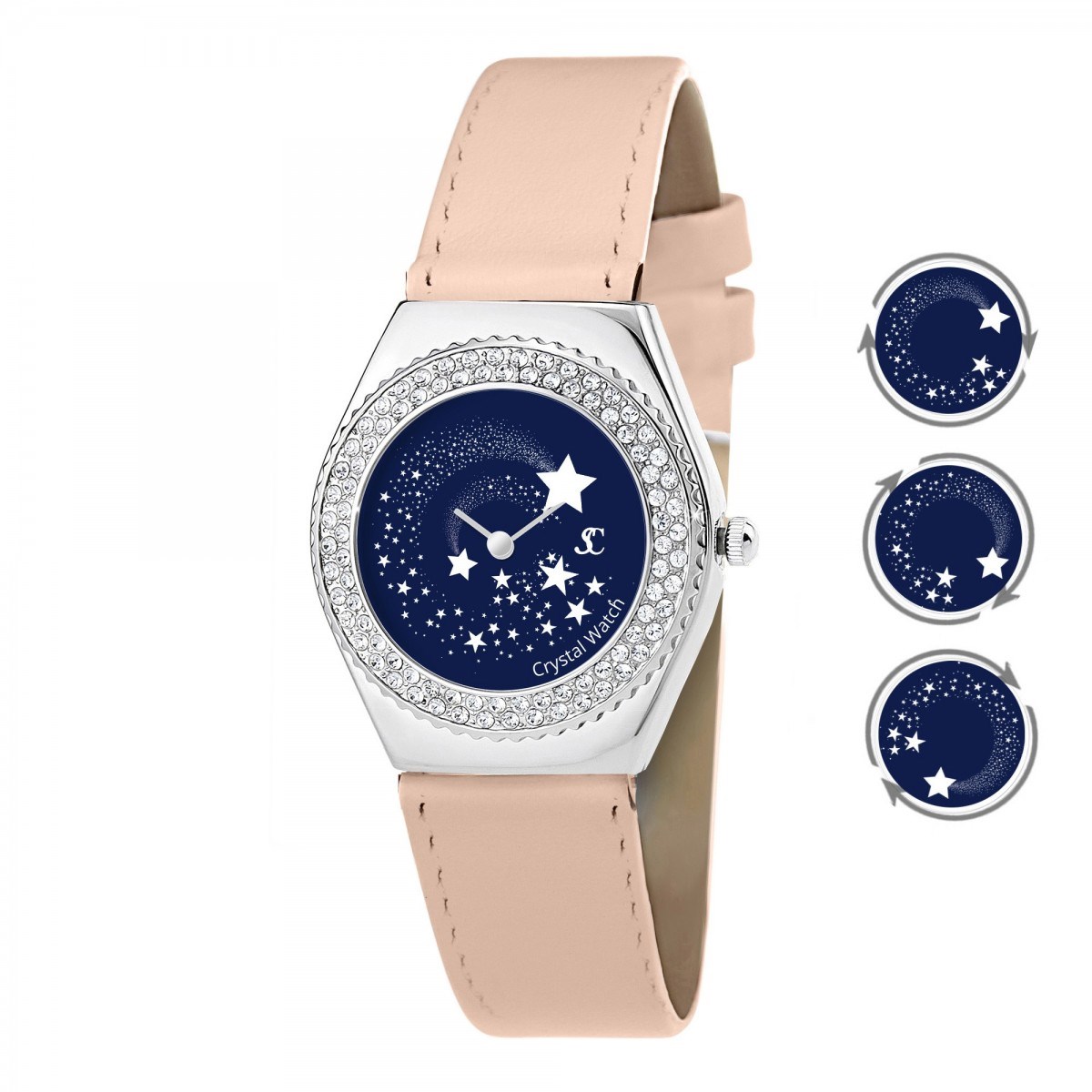 Montre Alysson étoiles à mouvement tournant SC Crystal ornée de Cristaux scintillants