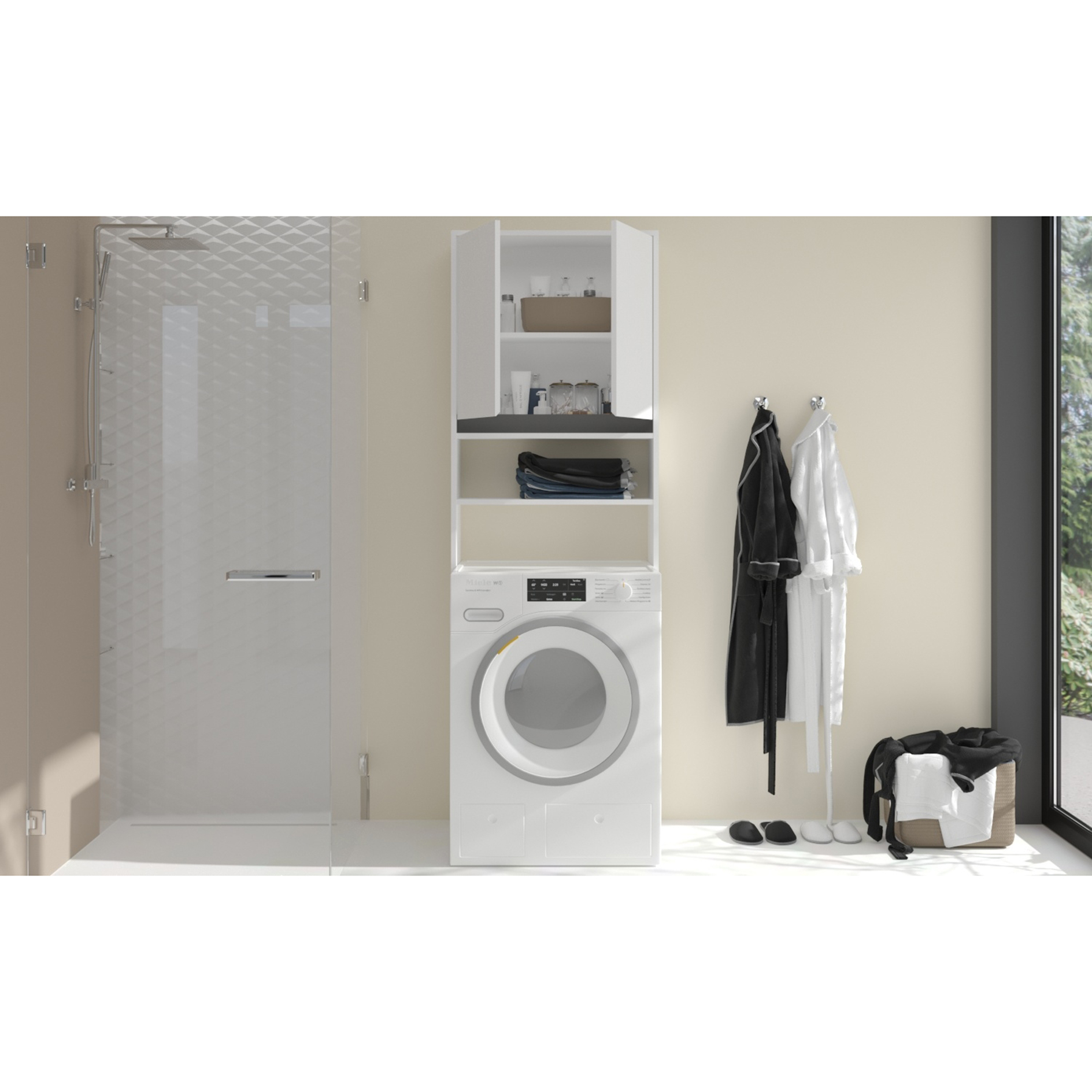 Waschmaschinenüberbau TORINO - weiß - 190 cm hoch