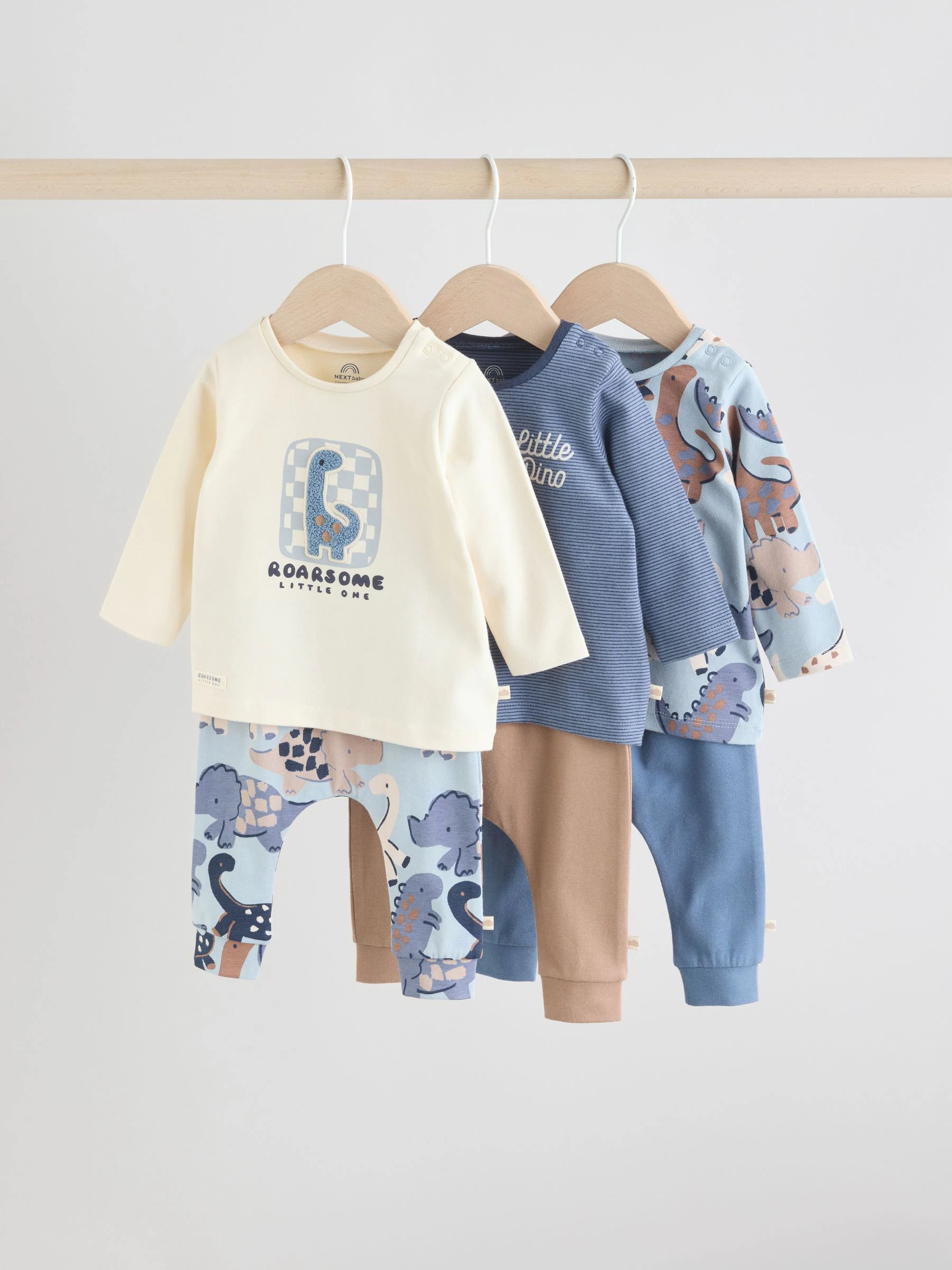 Blauw met dinosaurus - Tops en Leggings 6 -delige babyset (0mnd-3jr)