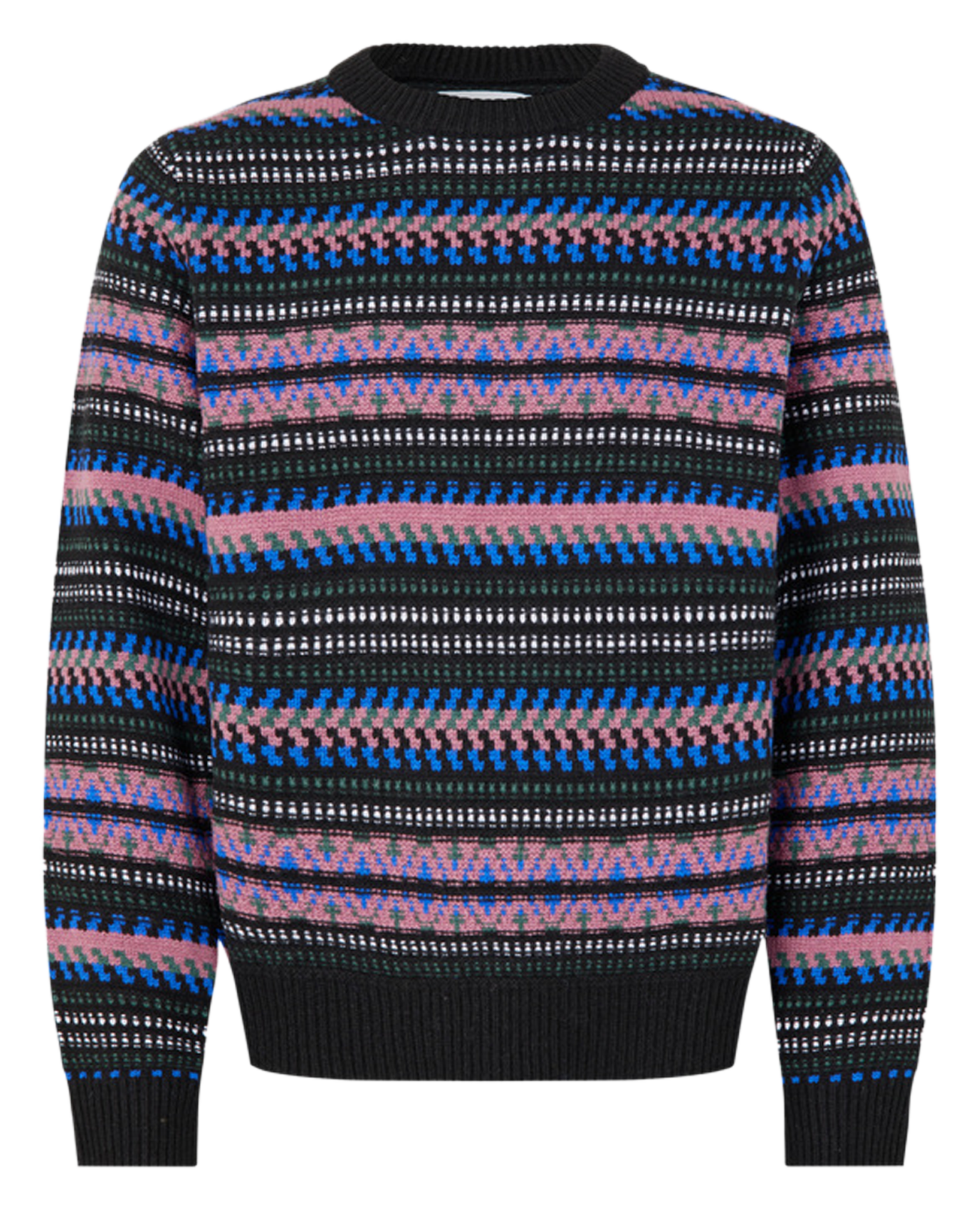 TIAGO - Pull col rond jacquard en laine mélangée | Rose