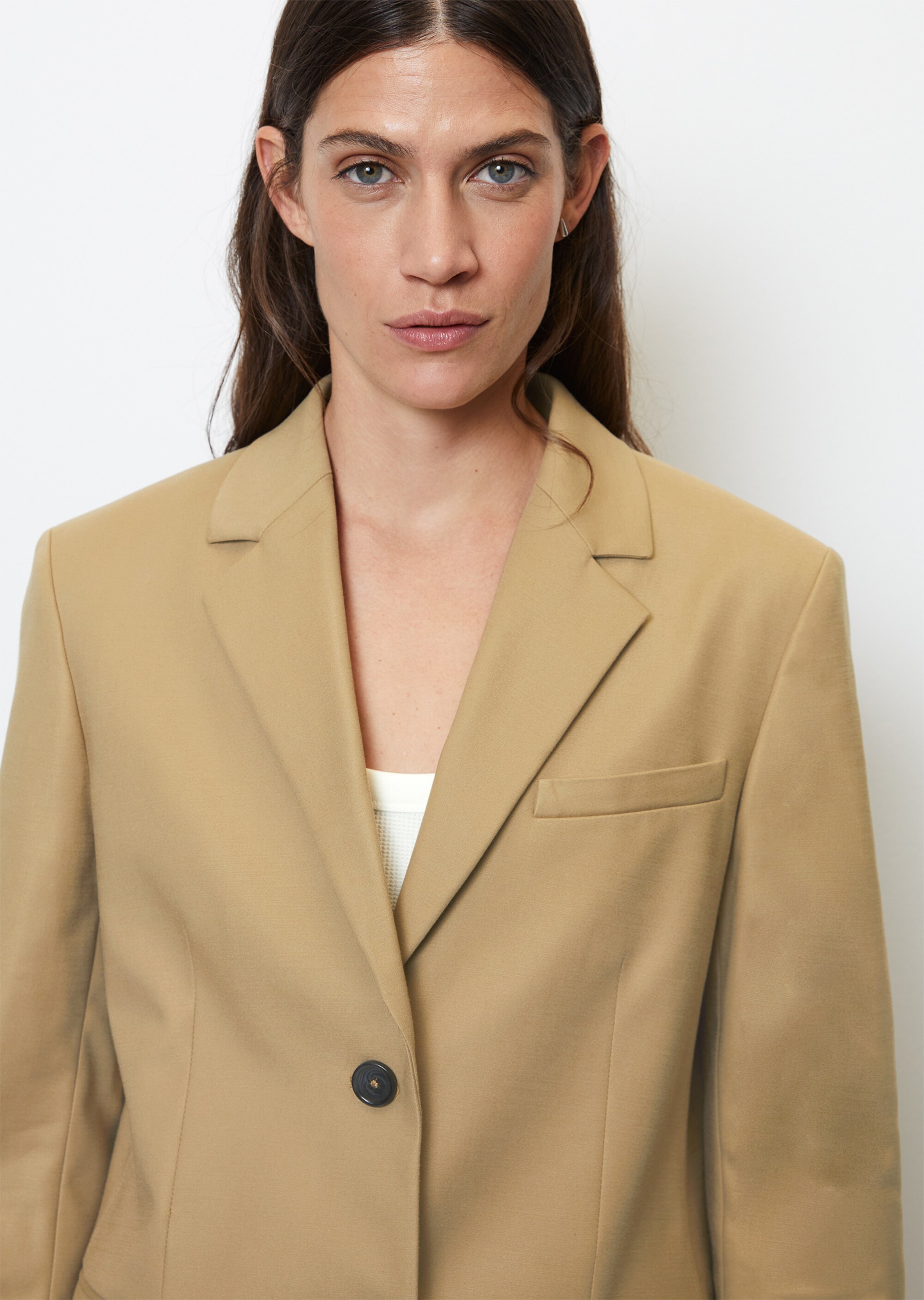 Oversize-Blazer mit Rückenschlitz aus Organic-Cotton-Viskose-Stretch