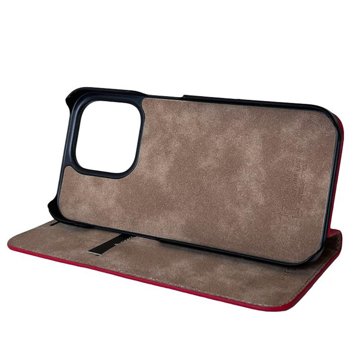 iPhone 15 Pro Max Echtleder Book Case Tasche Flip Cover Hand Made (MARCIP15PROMAX-M04) - Hibiscus