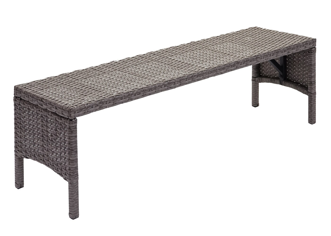 Poly-Rattan Sitzbank MCW-G16, Gartenbank Rattanbank, Gastronomie 112cm ~ grau, Kissen dunkelgrau