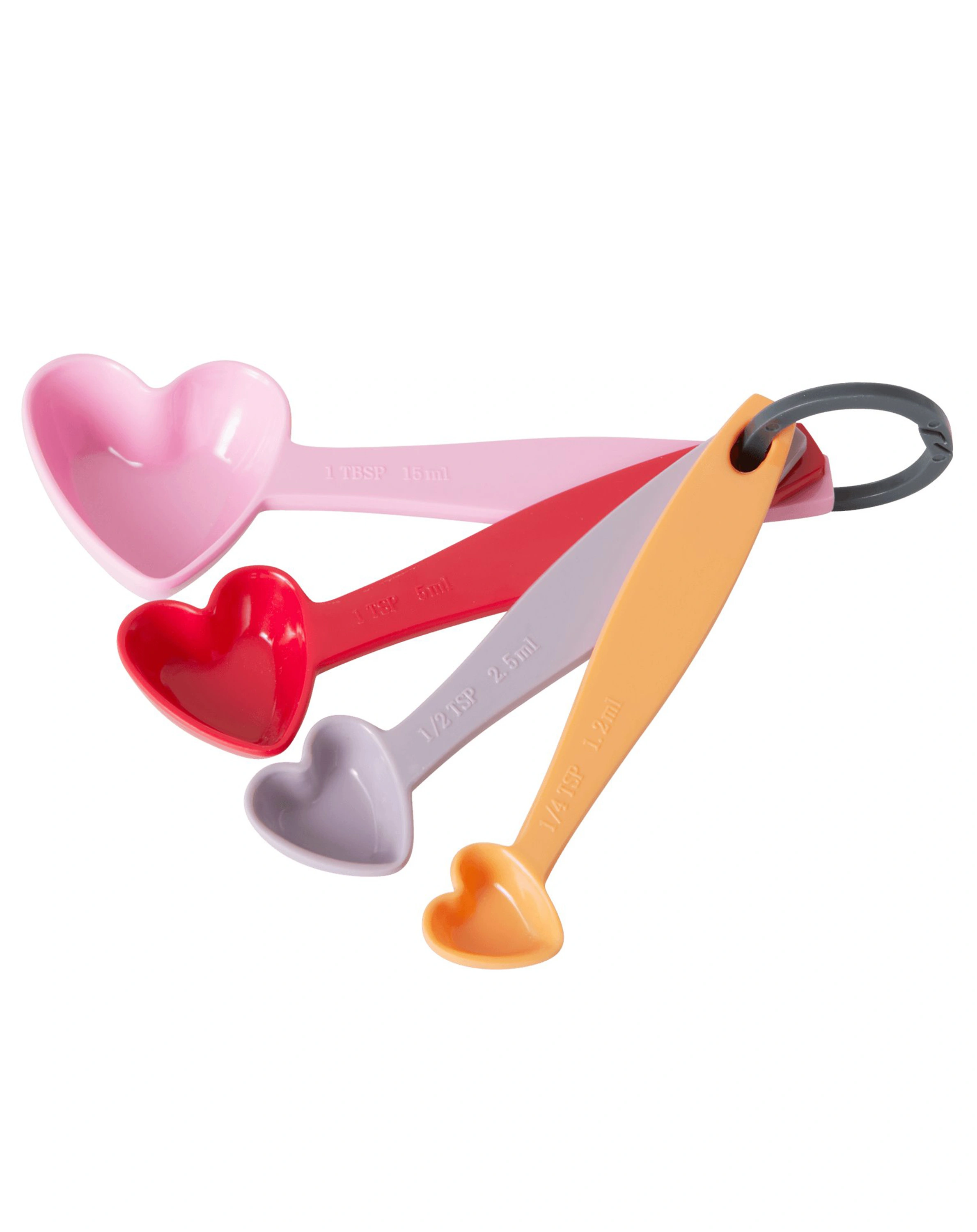 Melamin-Messlöffel HEART SHAPE 4er Set in bunt