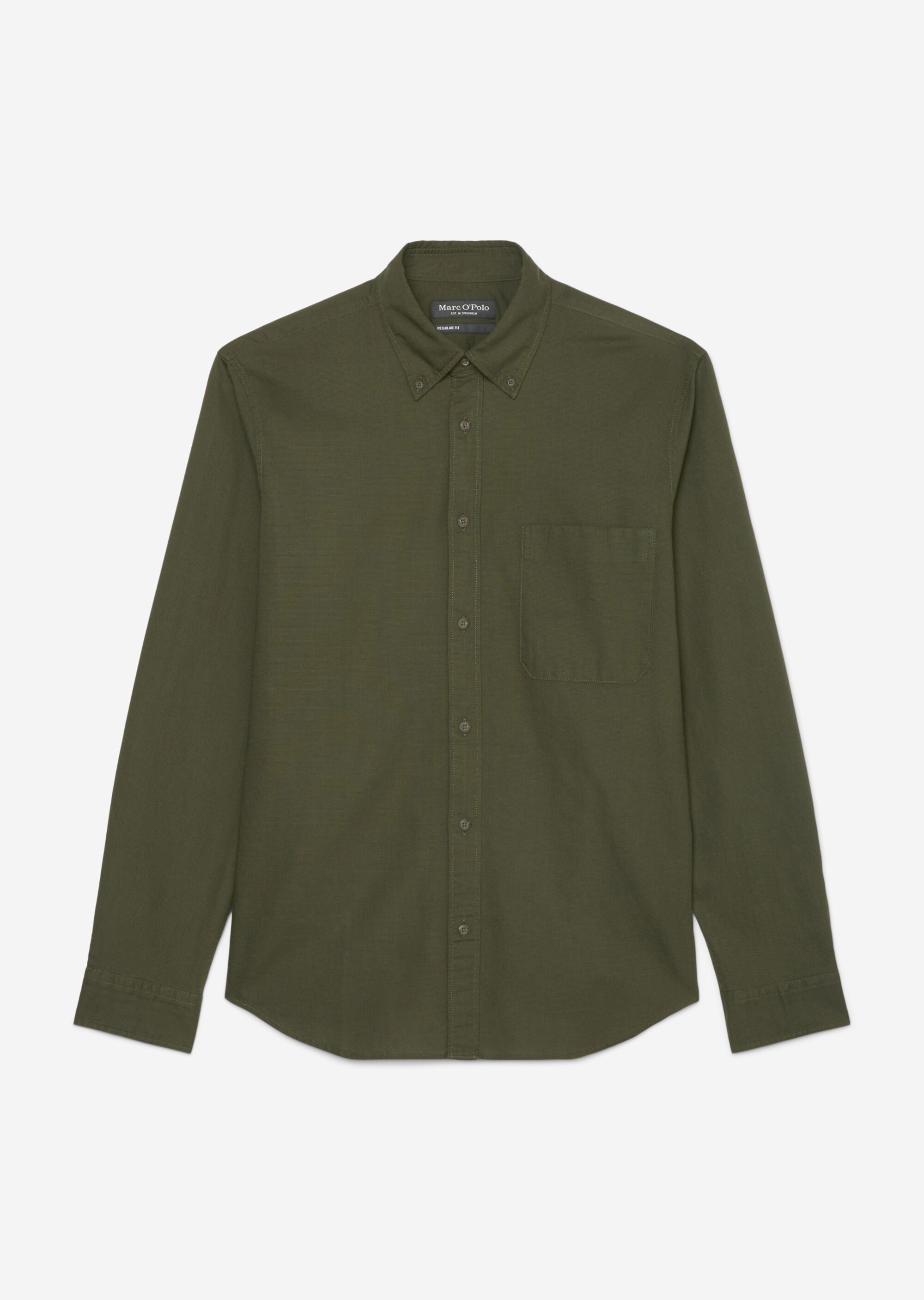 Chambray-Langarm-Hemd regular aus Bio-Baumwolle und Leinen