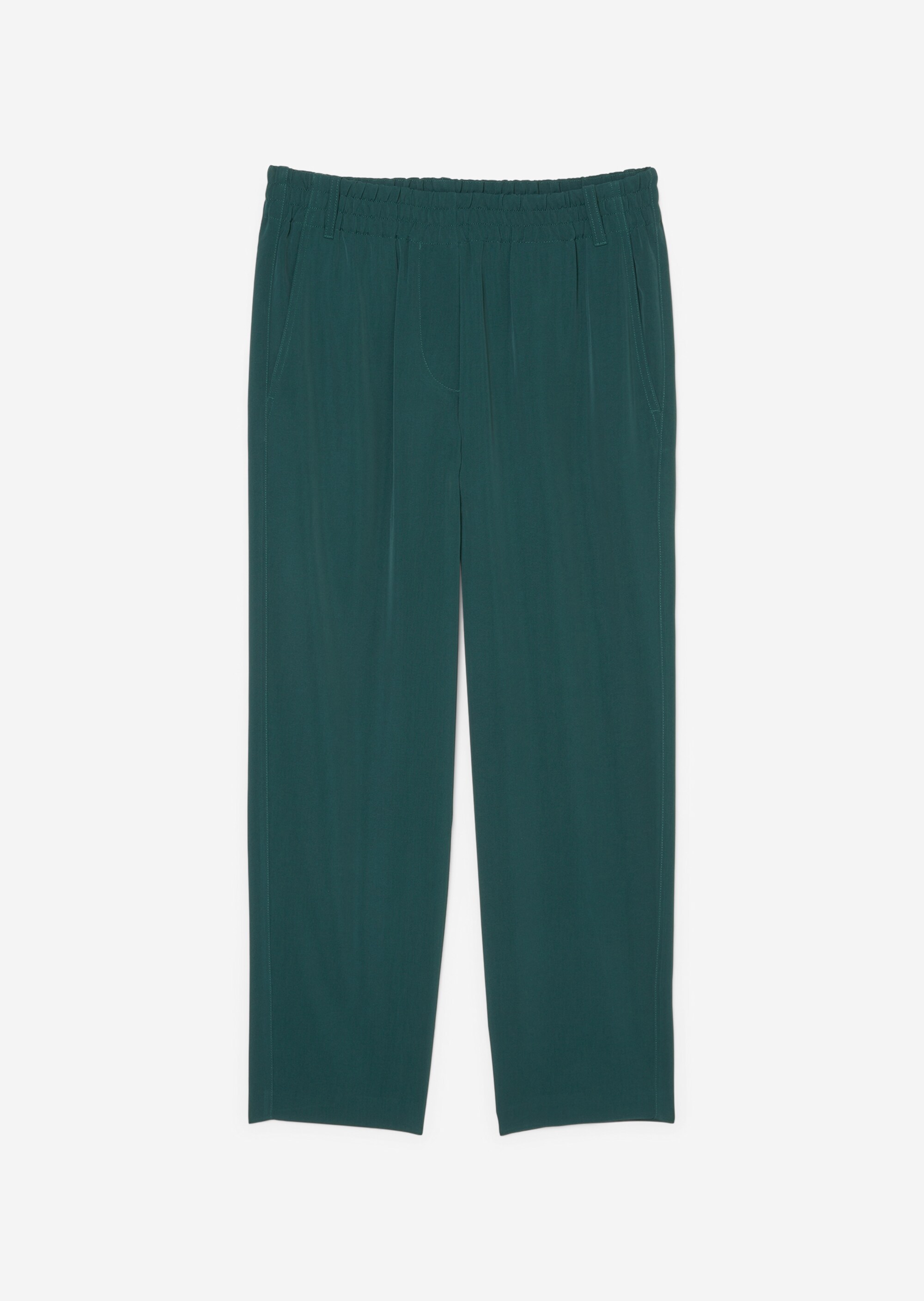 Barrel-Schlupfhose mit elastischem Bund aus fließendem Viskose-Mix-Twill