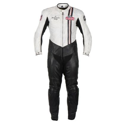 Combinaison Helstons STIRLING SUIT CUIR PLAIN - Noir / Blanc