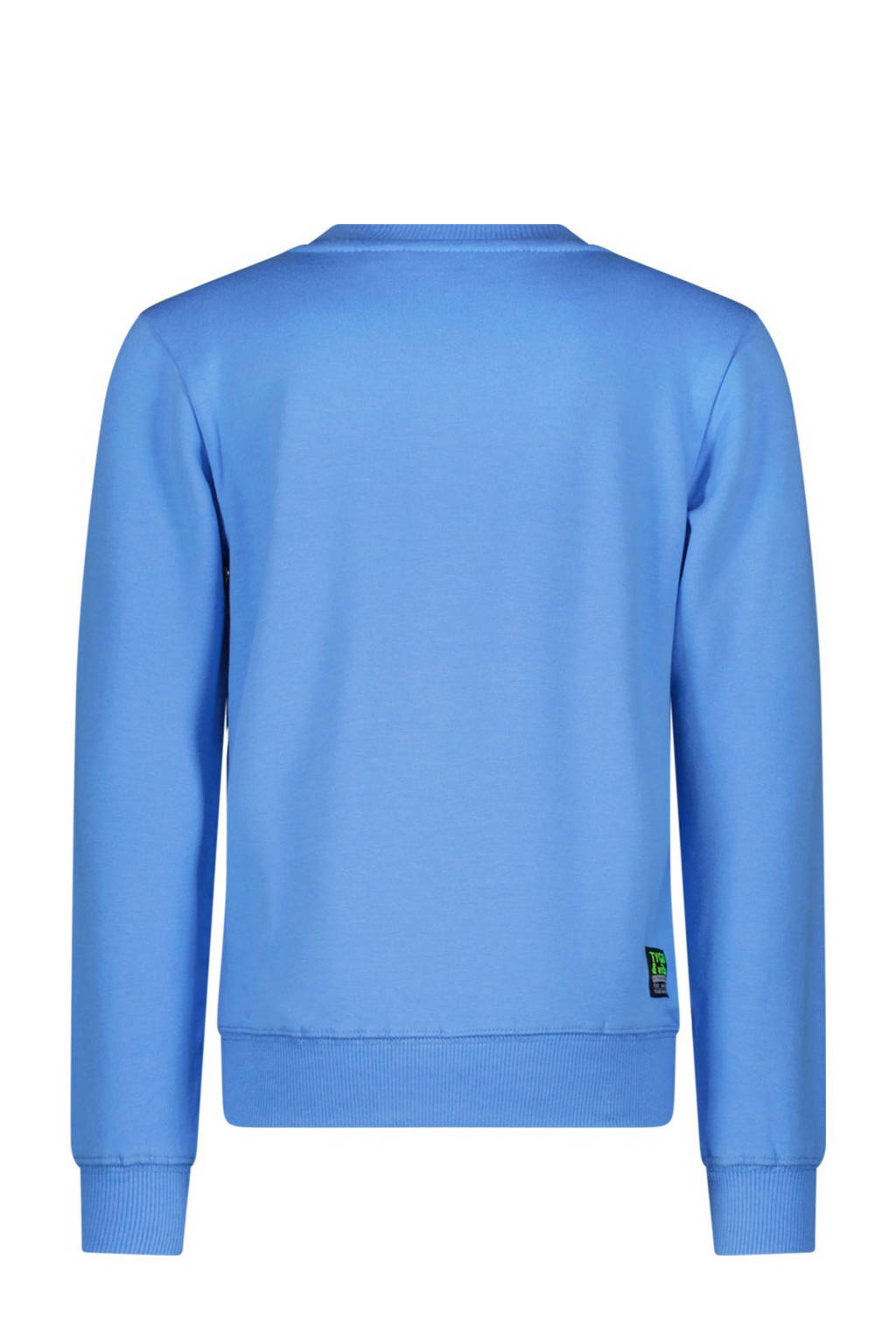 TYGO & vito sweater Safa met printopdruk helderblauw