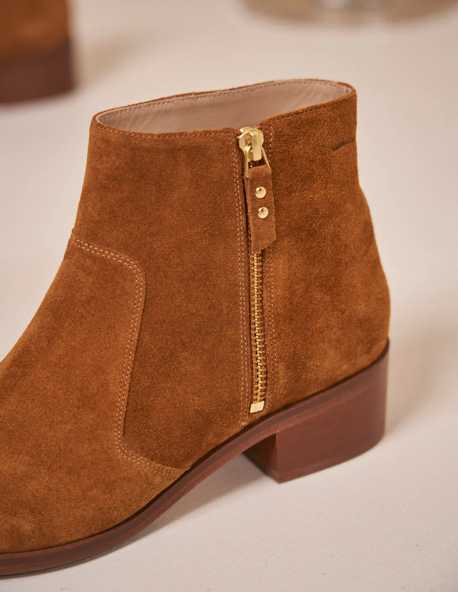 Bottines plates Coline - Suède ambre