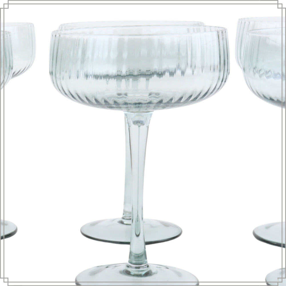 OTIX Champagneglazen Champagnecoupe Glazen 6 Stuks ReliÃ«f Ribbel Sm...