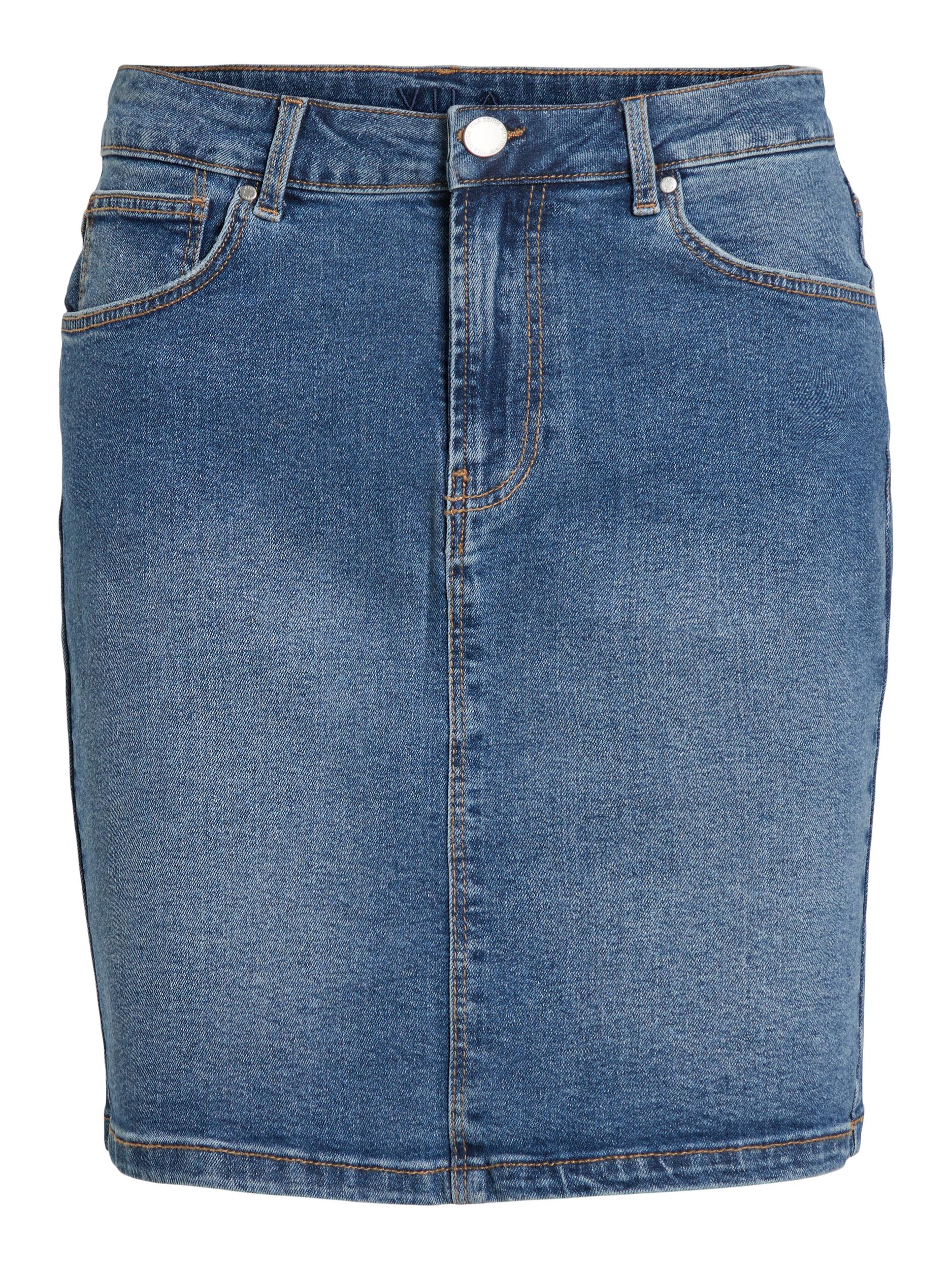 Vila  Vijo RW MBD Denim noos nederdel - Medium Blue Denim