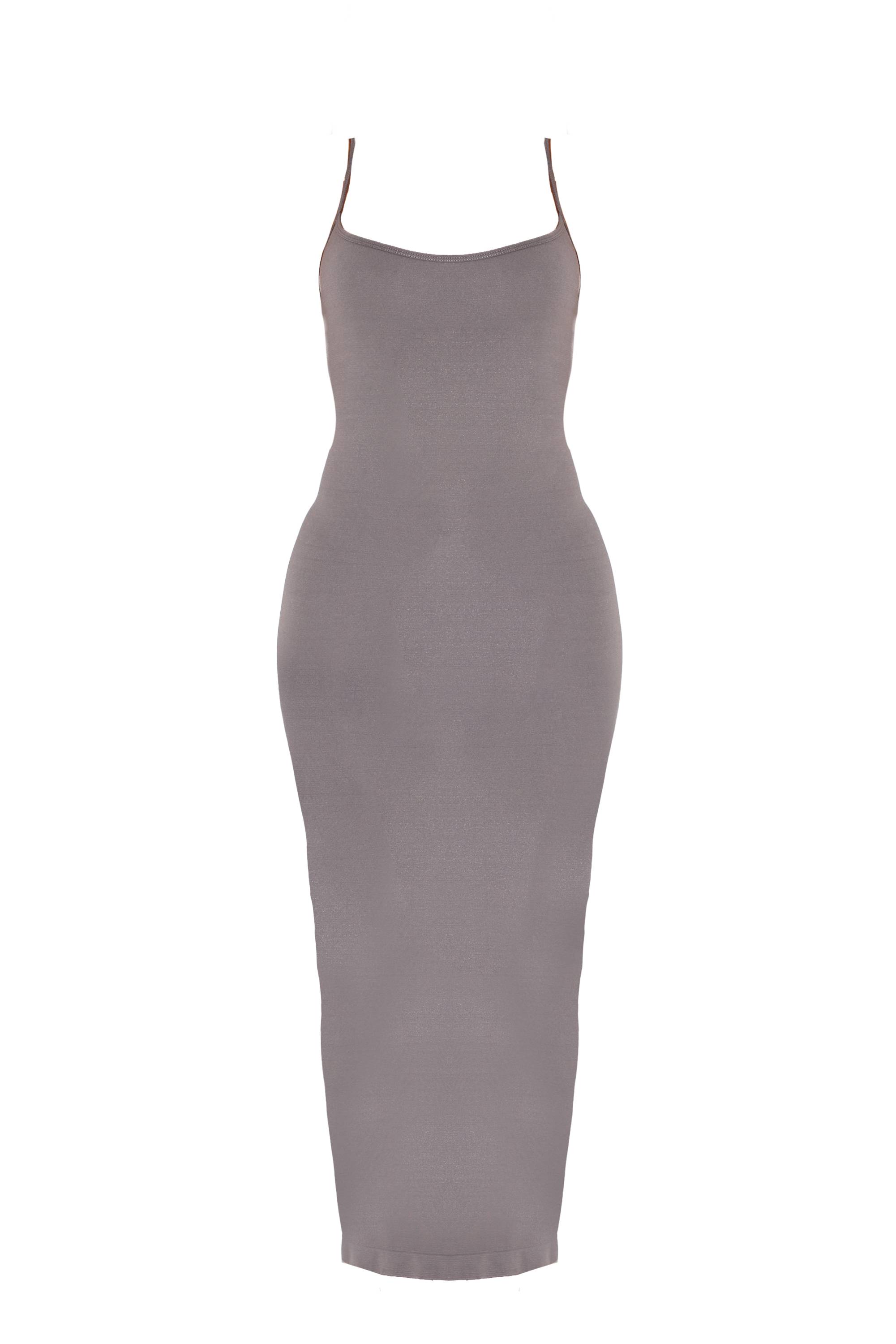 Charbon Robe Longue Moulante Sans Coutures À Bretelles Extensible