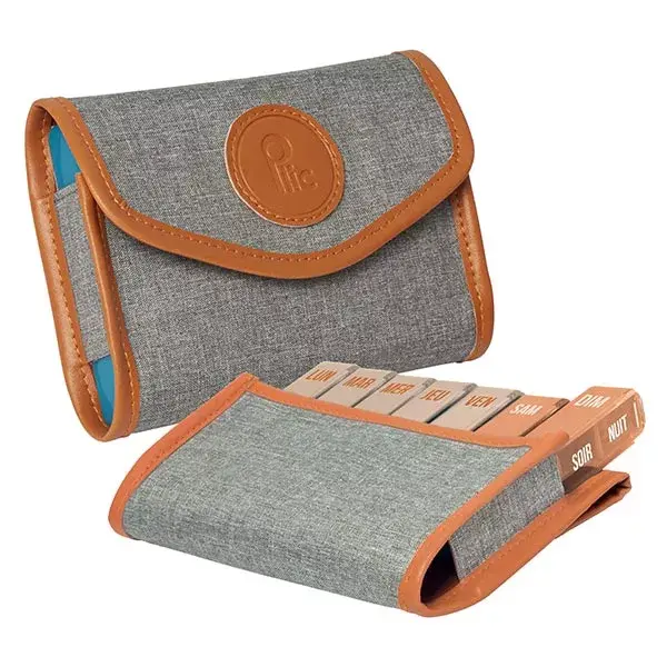 Organizador de comprimidos semanal Plic Care Slim, tecido cinza