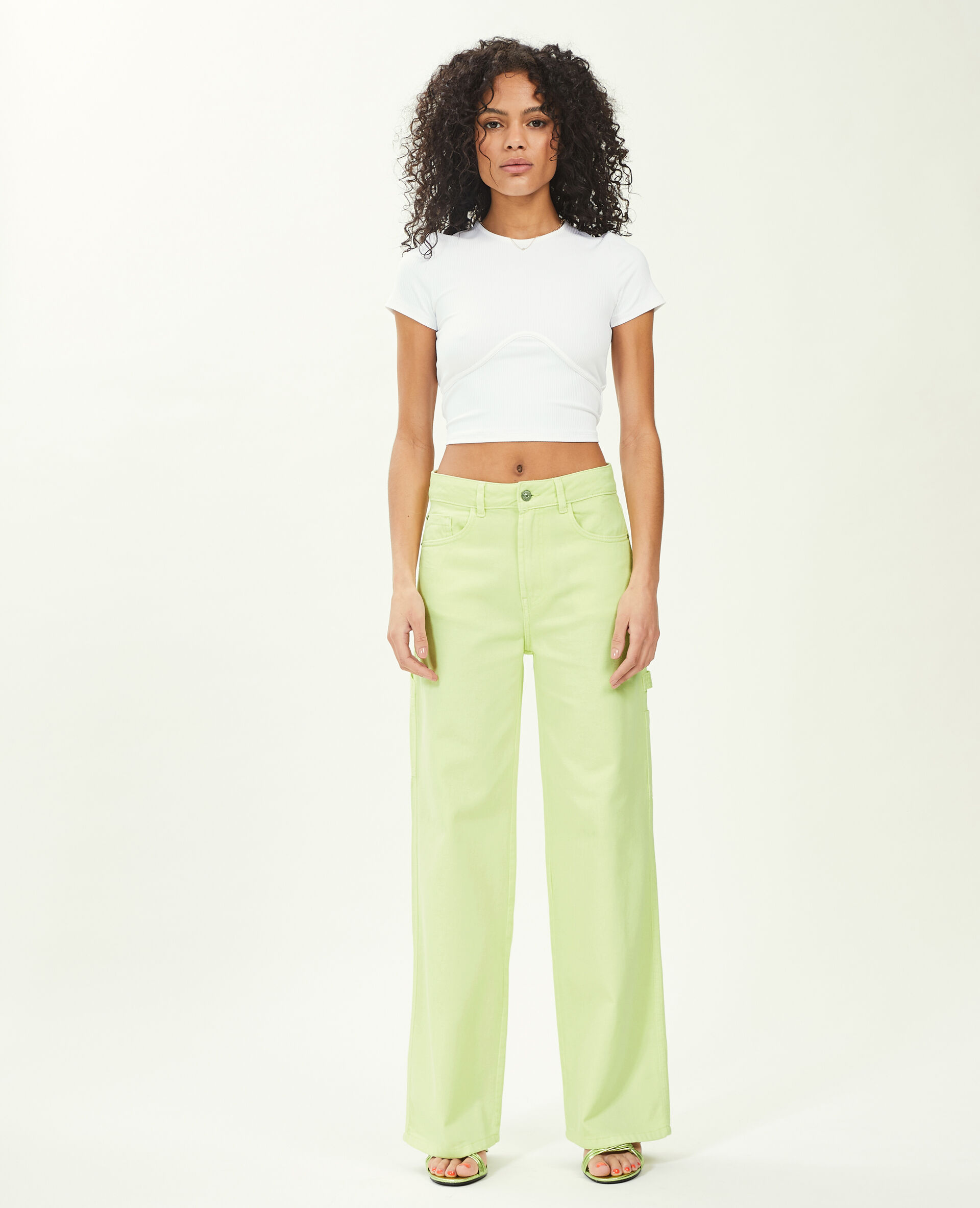 Jean cargo large - Jaune fluo