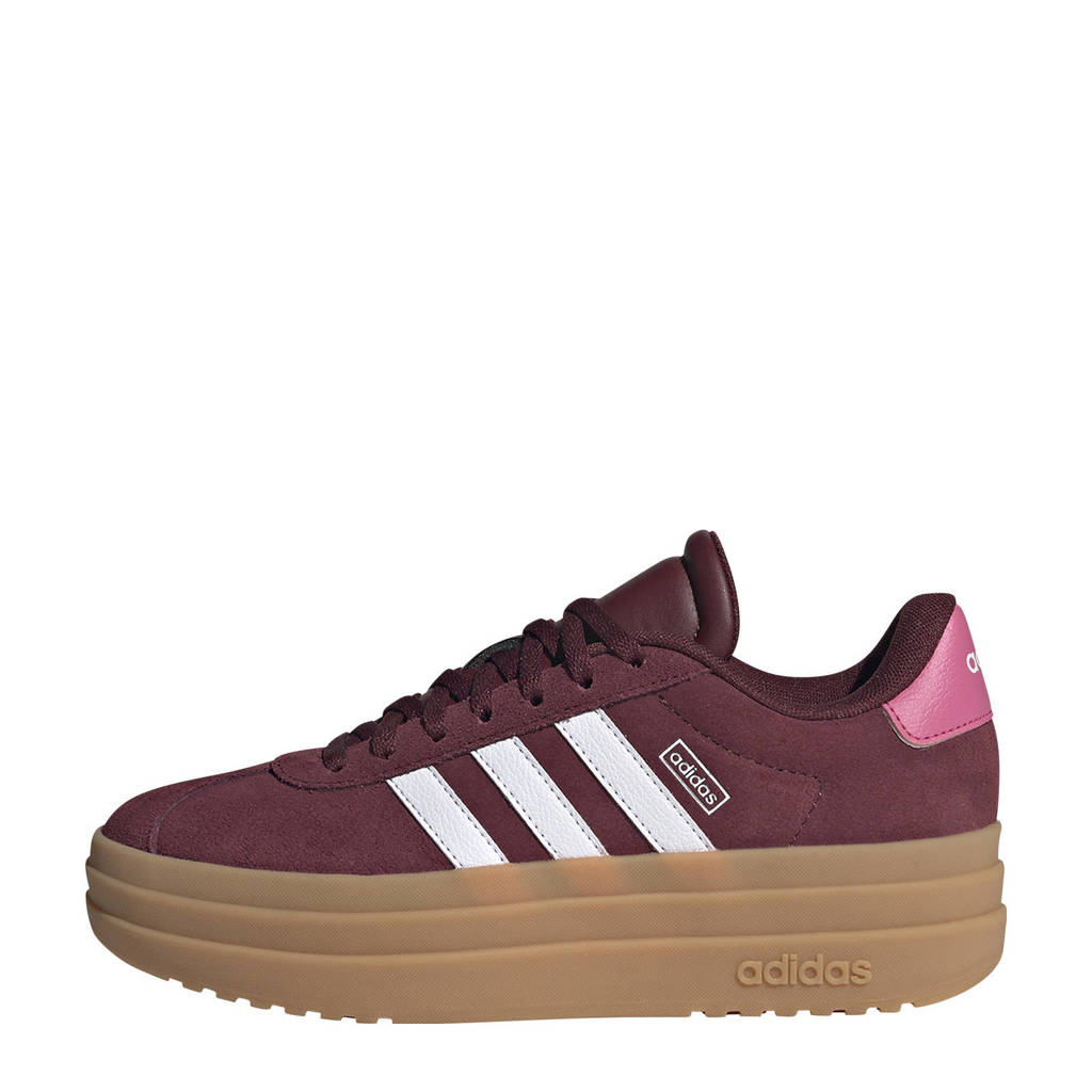 adidas VL Court Bold suède sneakers donkerrood/wit