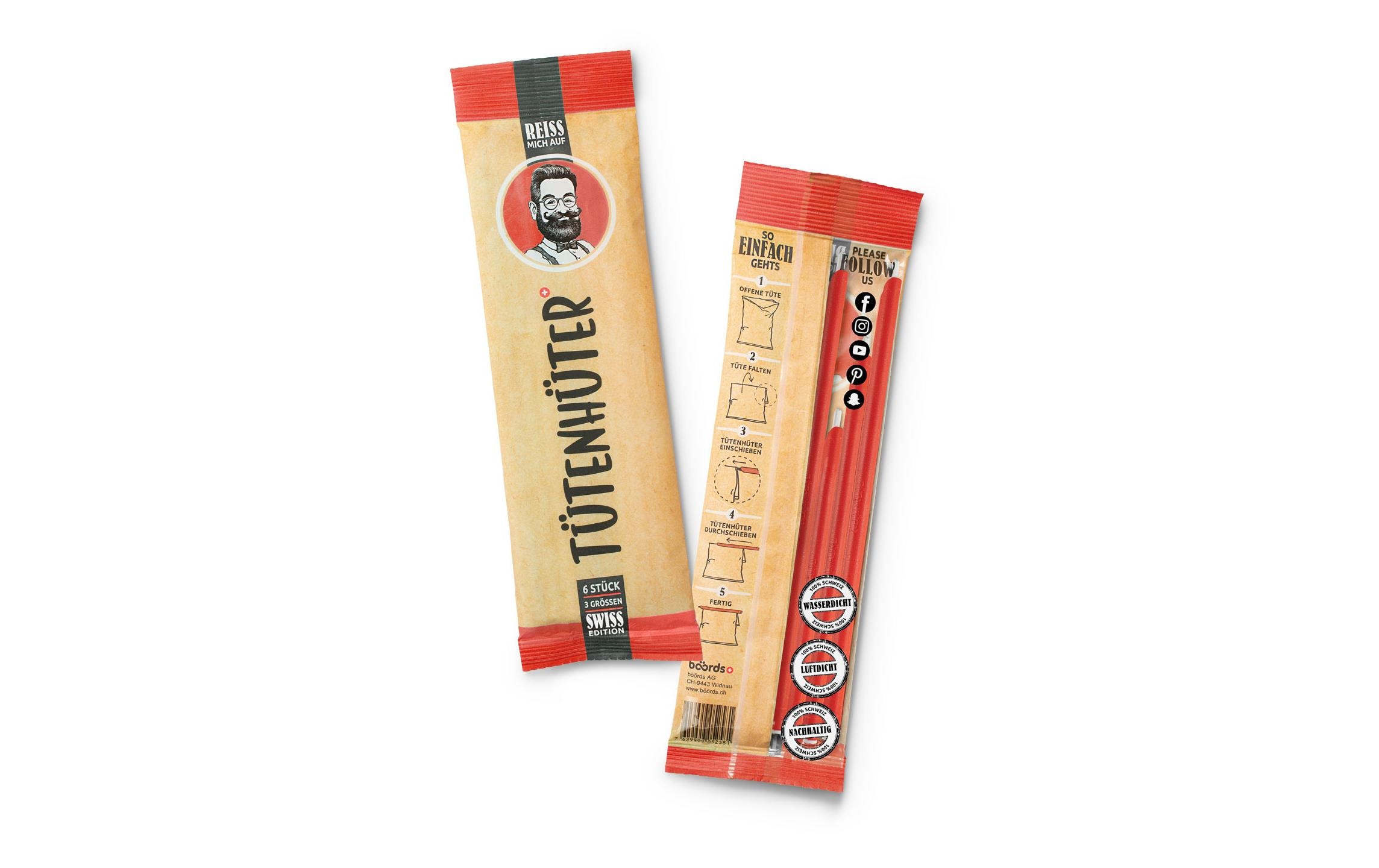 Verschlussclip 6 Stück, RotTütenhüter-Set