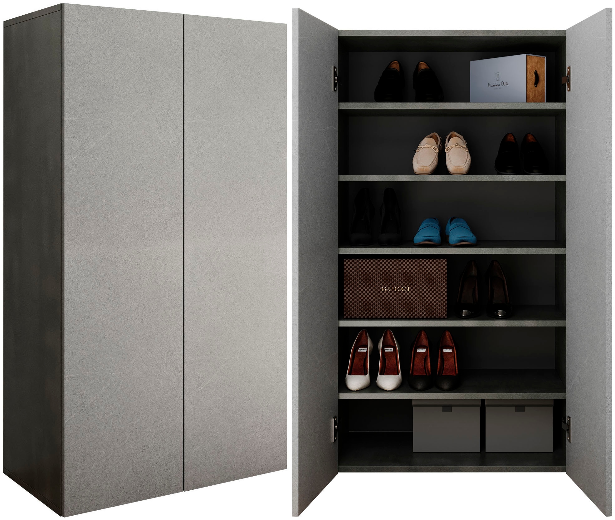 INOSIGN Schuhschrank »Pratiko Breite 63 cm, Höhe 114 cm, Schuhregal mit 6 Ebenen,« Schuhkommode, 2 Türen, Platz für bis zu 15 Paar Schuhe