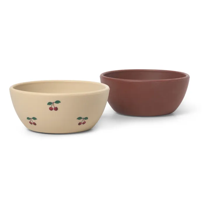Konges Sløjd Bols en silicone Cherry/mocca - Set de 2 | Rouge cerise