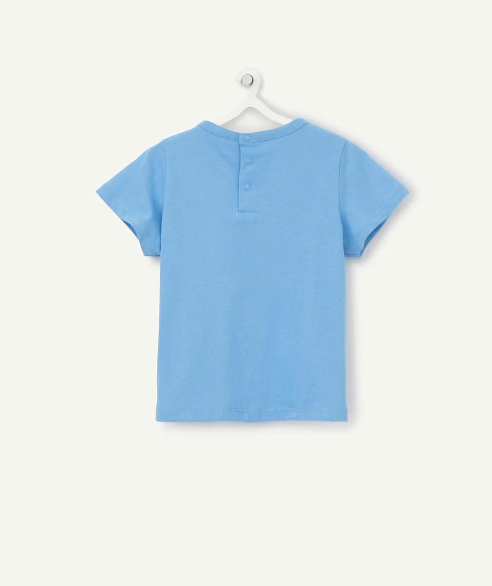 T-SHIRT BÉBÉ GARÇON EN COTON BIO BLEU MOTIF CHAT