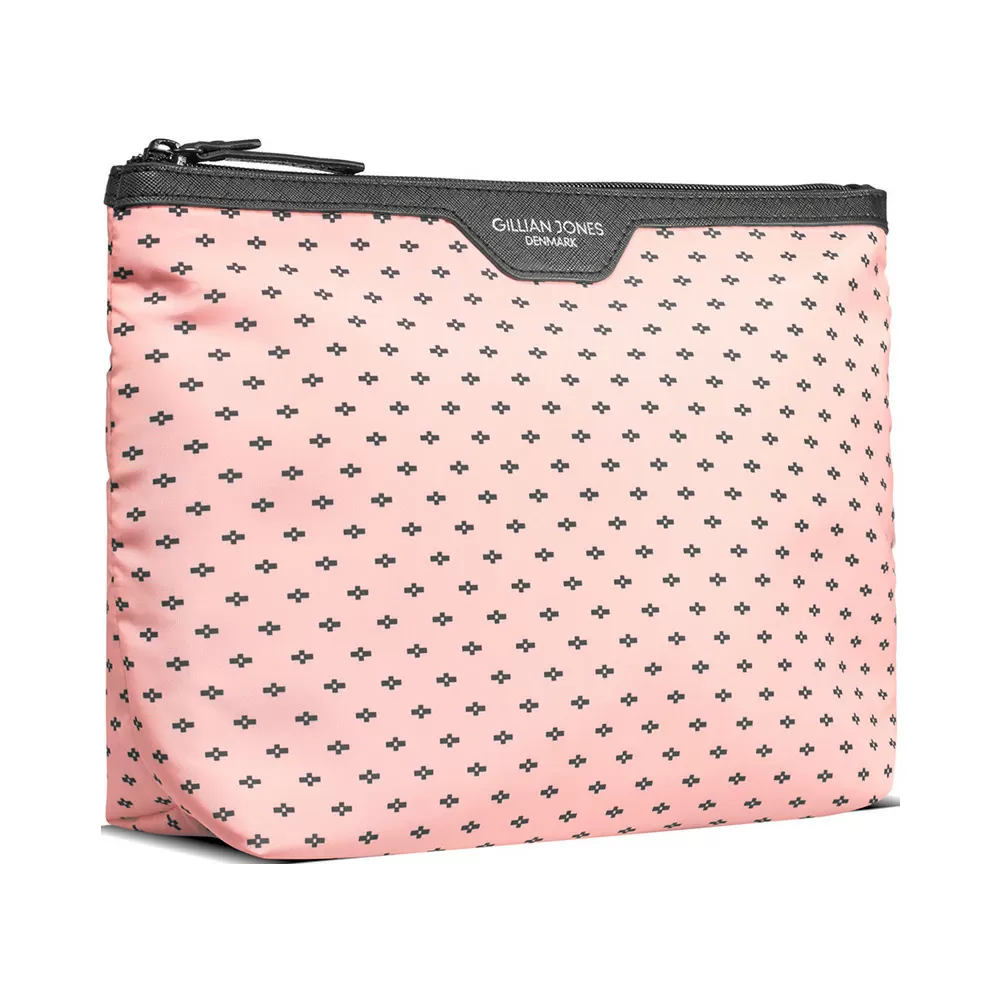 Gillian Jones Toilettaske i 100% genanvendt plastik rose m. sort print - 1 stk