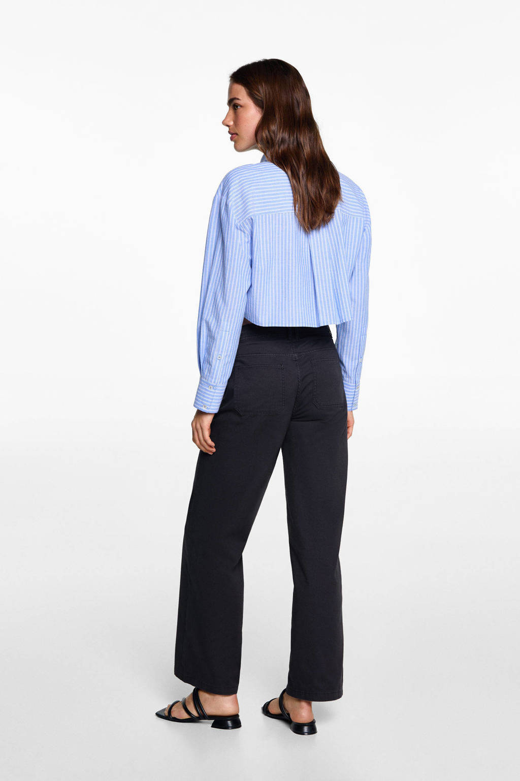 MANGO TEEN straight fit broek donkerblauw