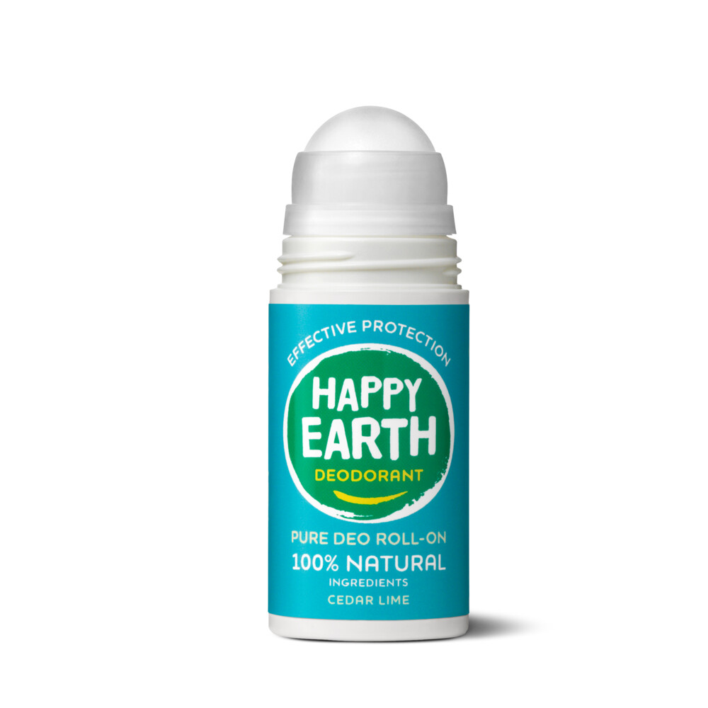 6x Happy Earth 100% Natuurlijke Deodorant Roller Cedar Lime75 ml