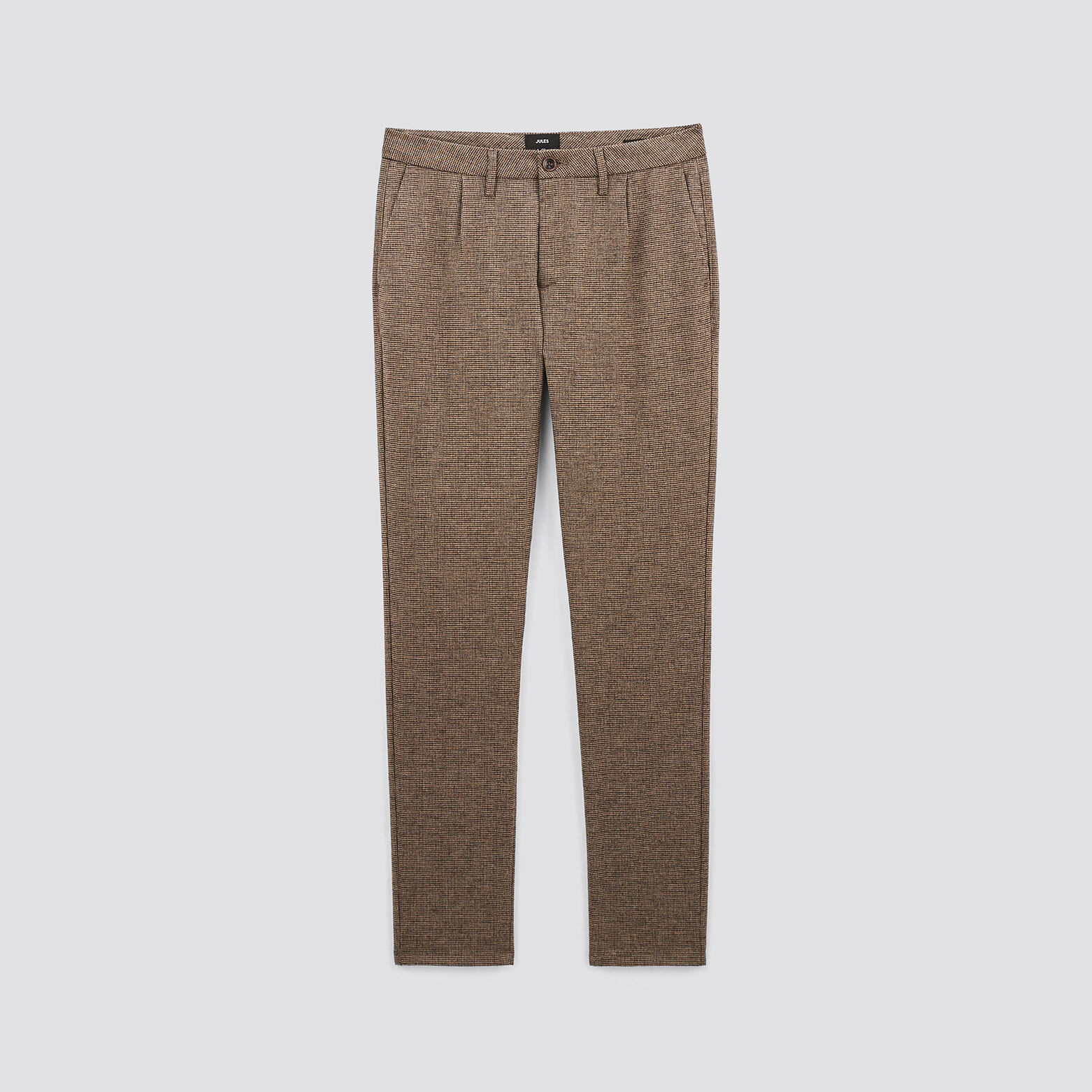 Pantalon chino slim à plis contenant de la laine Marron